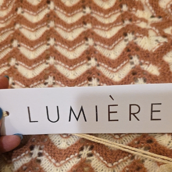 NWT Lumiere Women's Chevron Knit Sweater - Cream and Dusty Rose Size Medium - Picture 5 of 7